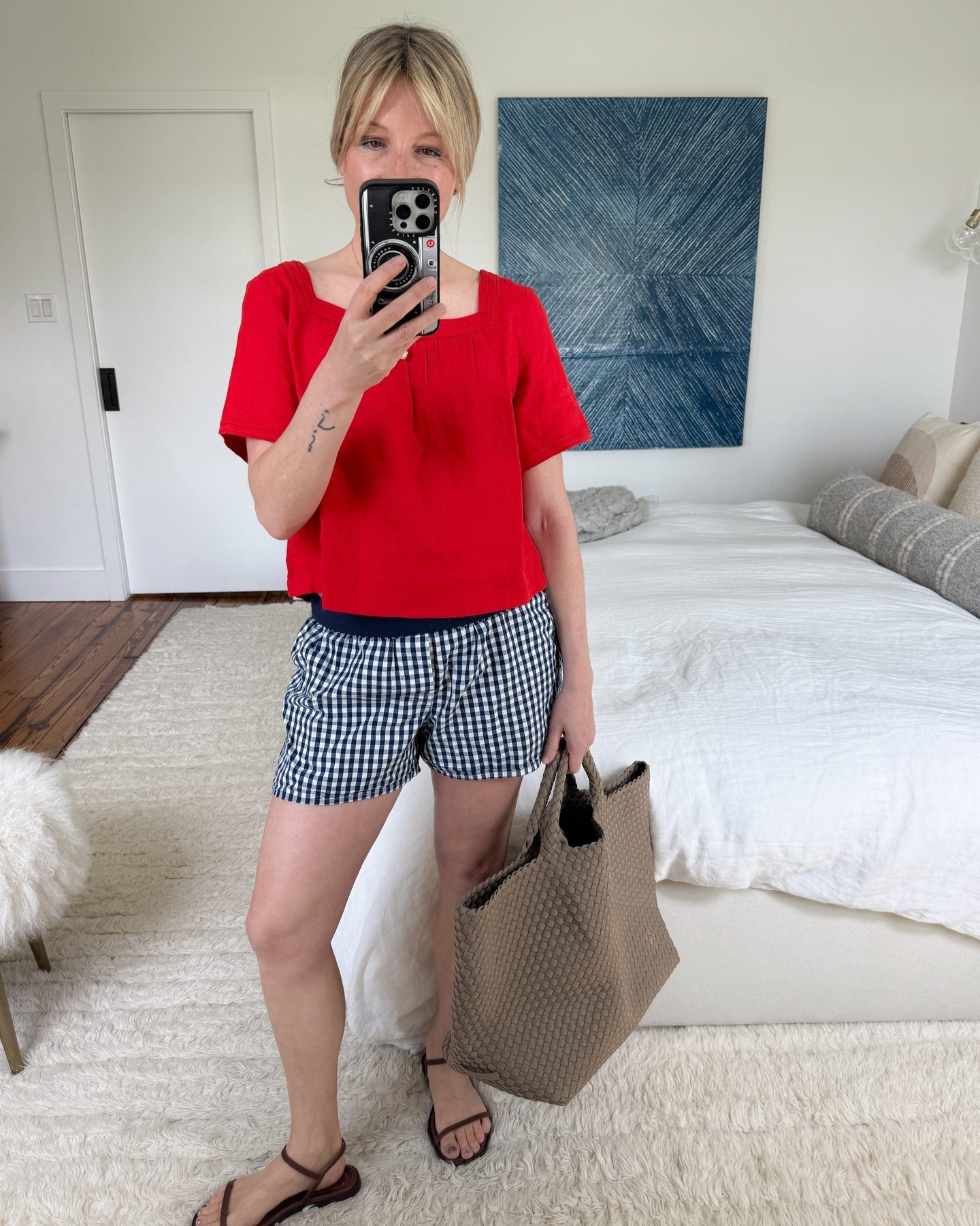 So this is fun! J.Crew’s linen sailor tee has a kicky little shape, and comes in 4 perfect colors. It’s great if you’re looking for a top that’s still cool enough in hot temps, but has sleeves. The shape is short-ish and boxy, but is a little longer than J.Crew’s linen tank. Love.
