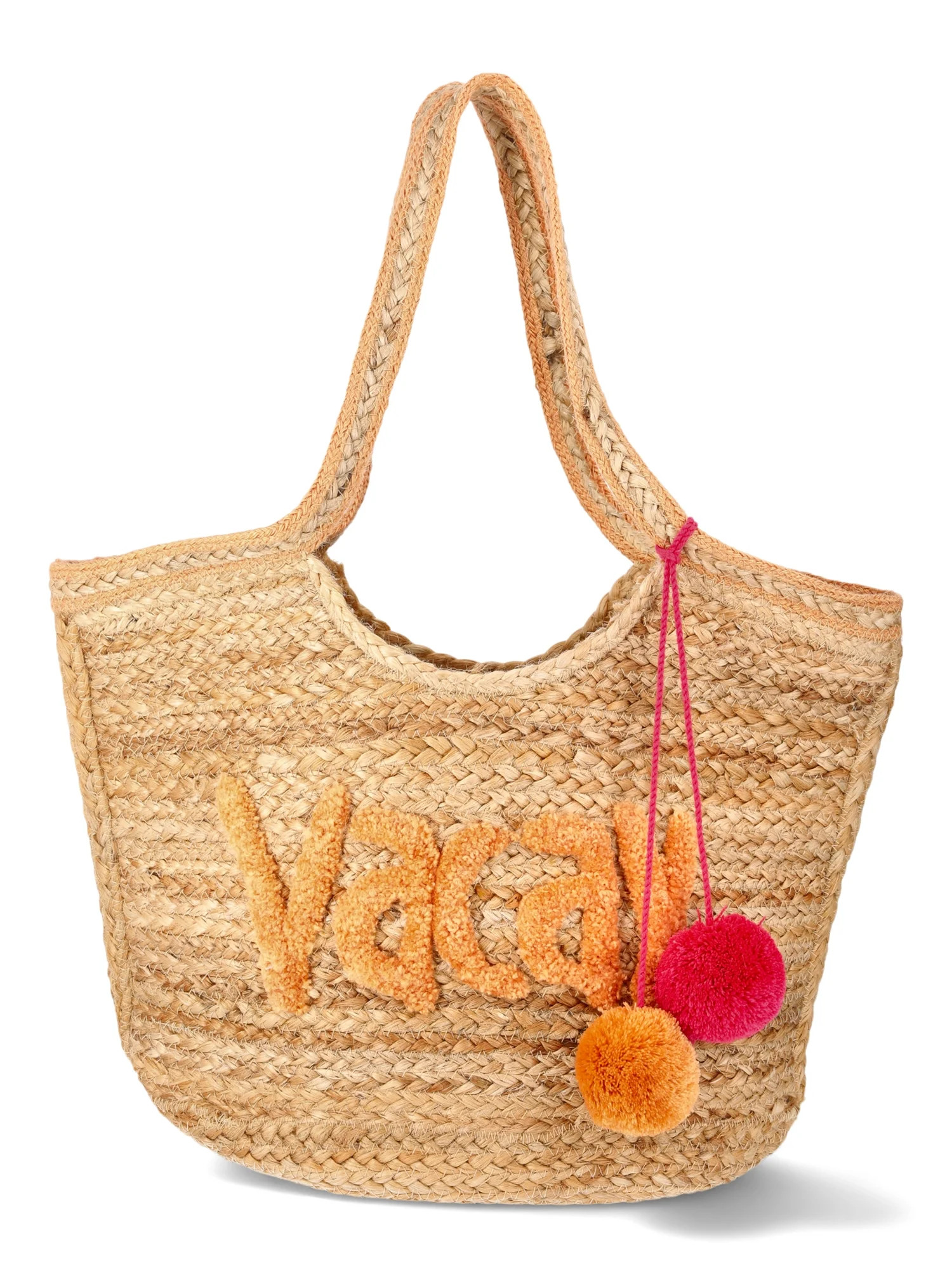 No Boundaries Jute Festival Tote Bag, Orange Vacay, Women’s | Walmart (US)