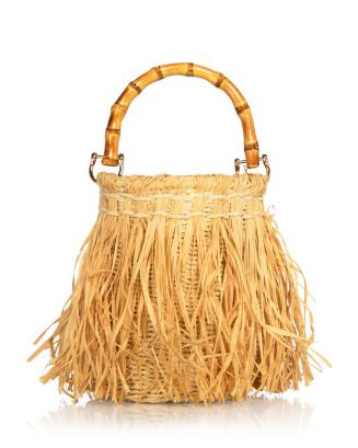 AQUA Fringed Straw Bucket Bag - Exclusive | Bloomingdale's Handbags | Bloomingdale's (US)