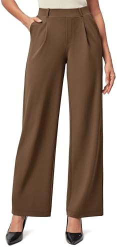 IUGA Womens Dress Pants Wide Leg Pull On Stretchy Work Pants Women High Waisted Business Casual T... | Amazon (US)
