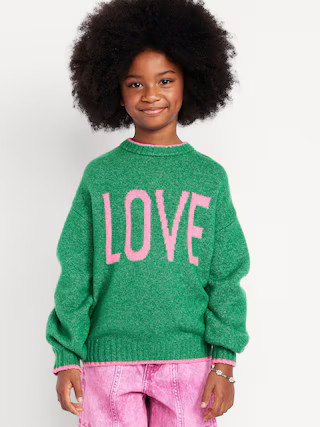 Oversized Crew-Neck Sweater for Girls | Old Navy (US)