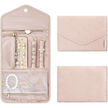 BAGSMART Travel Jewelry Organizer Roll Foldable Jewelry Case for Journey-Rings, Necklaces, Bracelets | Amazon (US)