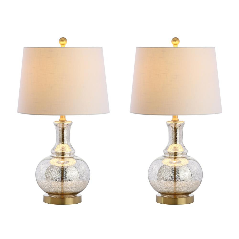 JONATHAN Y Lavelle 25 in. Mercury Silver/Brass Gold Glass Table Lamp (Set of 2)-JYL1068A-SET2 - T... | The Home Depot