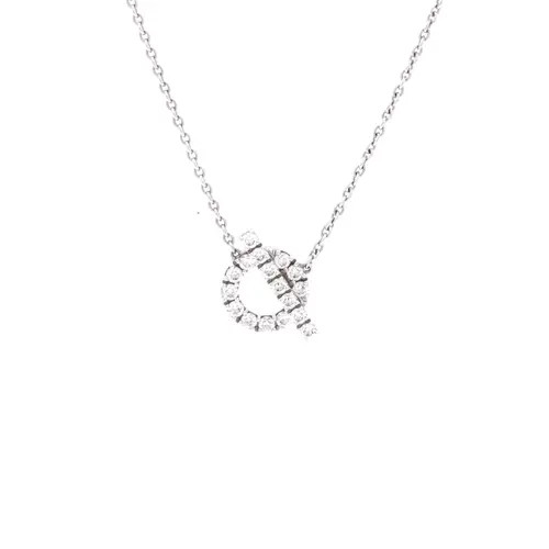 Pre-Owned Hermes Finesse Pendant Necklace 18K White Gold and Diamonds in Metallic Gold at Nordstrom | Nordstrom