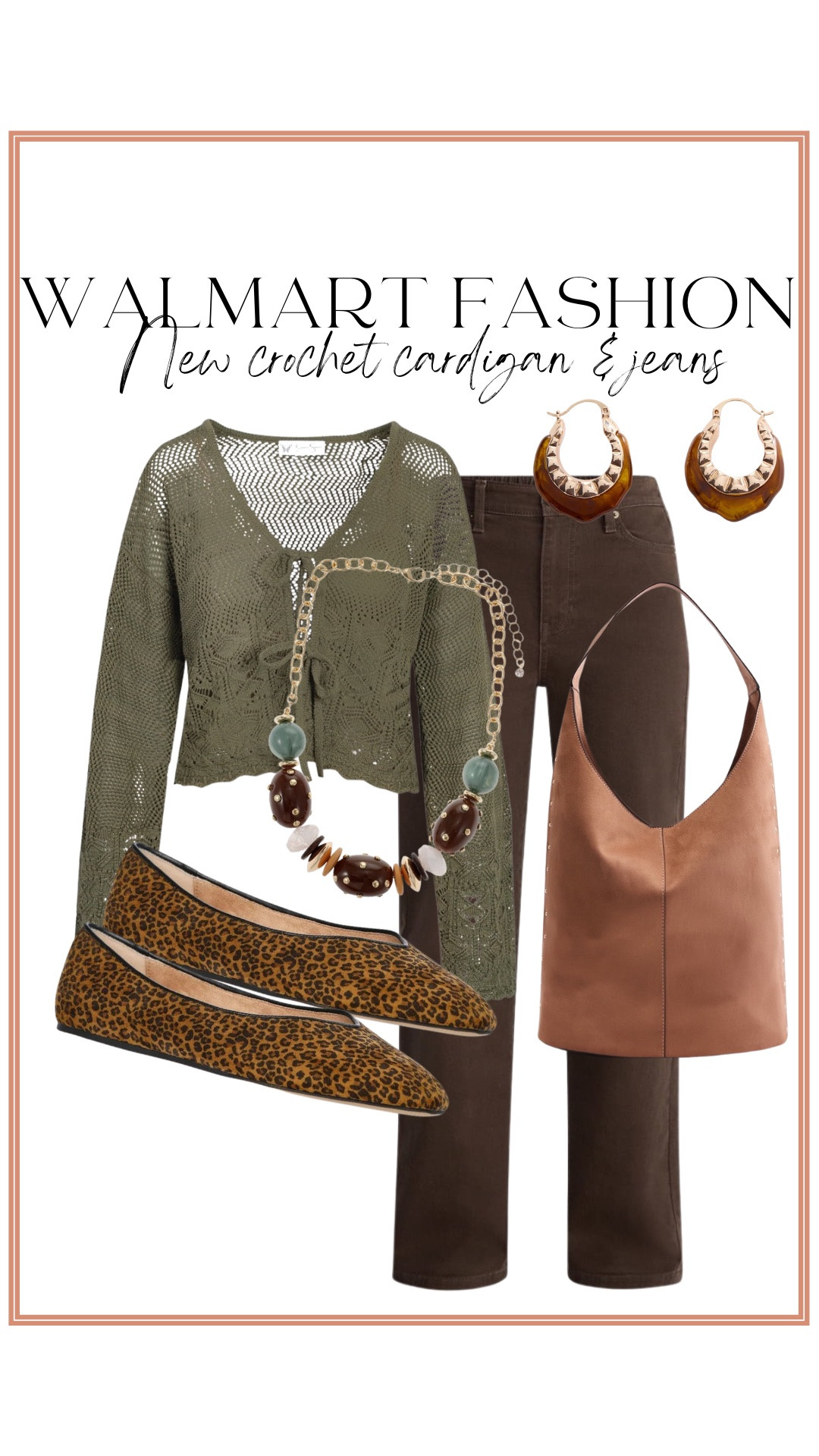 This Walmart outfit looks so much more expensive than it is! 🍂 The crochet cardigan is such a gorgeous layering piece for late summer into fall, and I love it paired with rich brown denim and leopard flats for a chic, elevated everyday look. These new arrivals are perfect for building an affordable fall wardrobe.

#walmartfashion #walmartfinds #walmartstyle #crochetcardigan #fallfashion #falloutfit #browndenim #leopardflats #neutralstyle #everydayfashion #affordablefashion #budgetfashion #walmartnewarrivals #momstyle #classicstyle #fallwardrobe #ootd #fashionfinds #transitionalstyle #casualchic

#LTKootd #LTKPetite