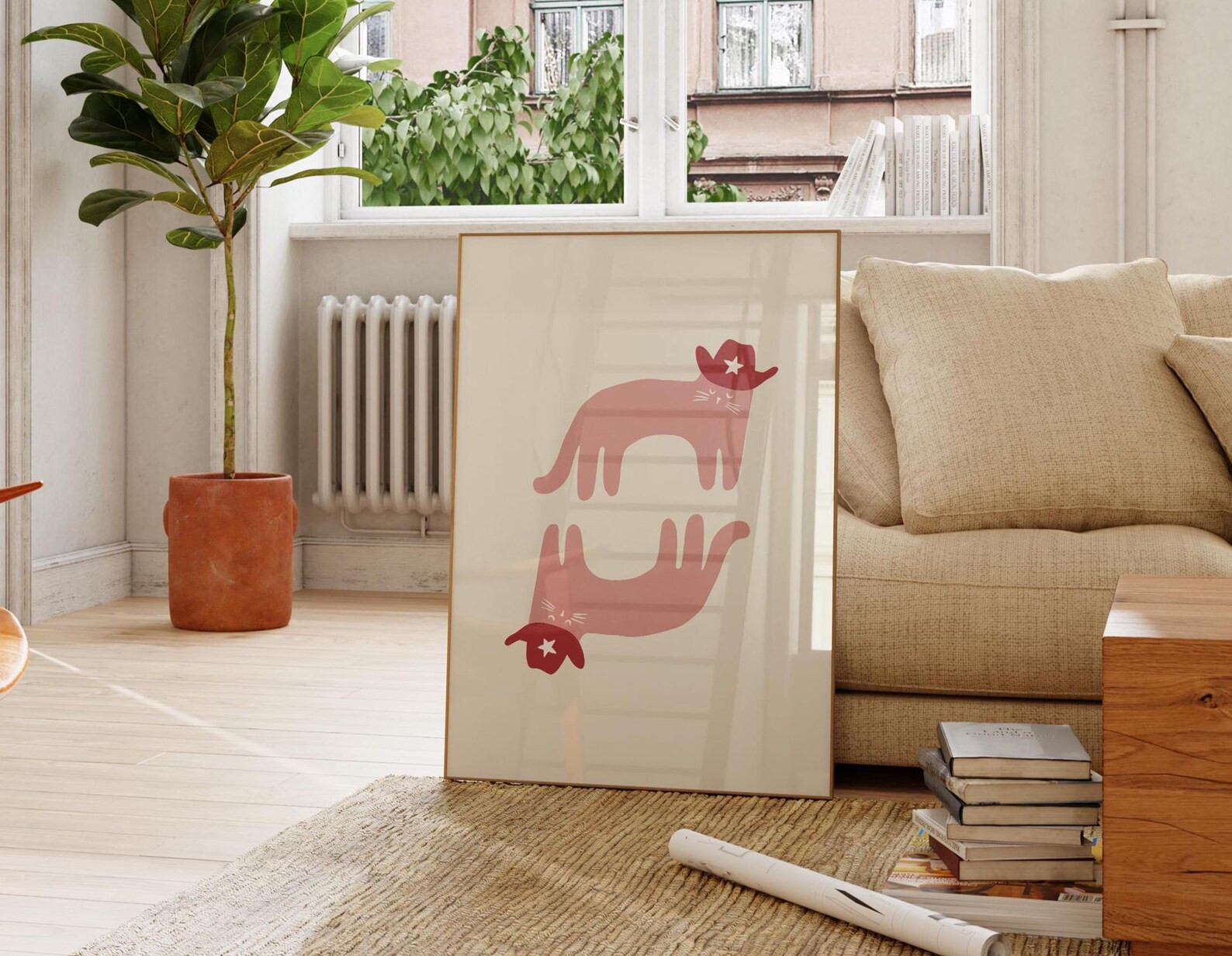 Cowboy Cat Print: Western Pink Cowgirl Kitty Art (digital Download) - Etsy | Etsy (US)