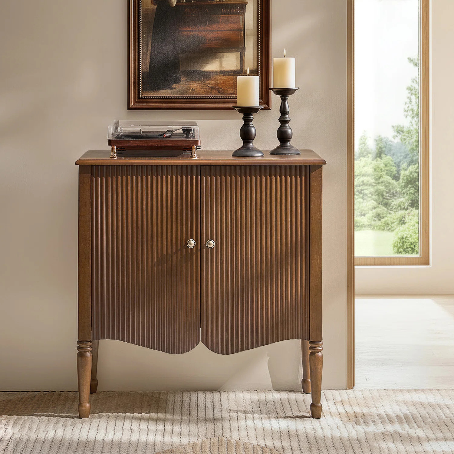 Martha Transitional 32"W 2-Door Fluted Curved Accent Cabinet with Adjustable Shelves | Wayfair North America