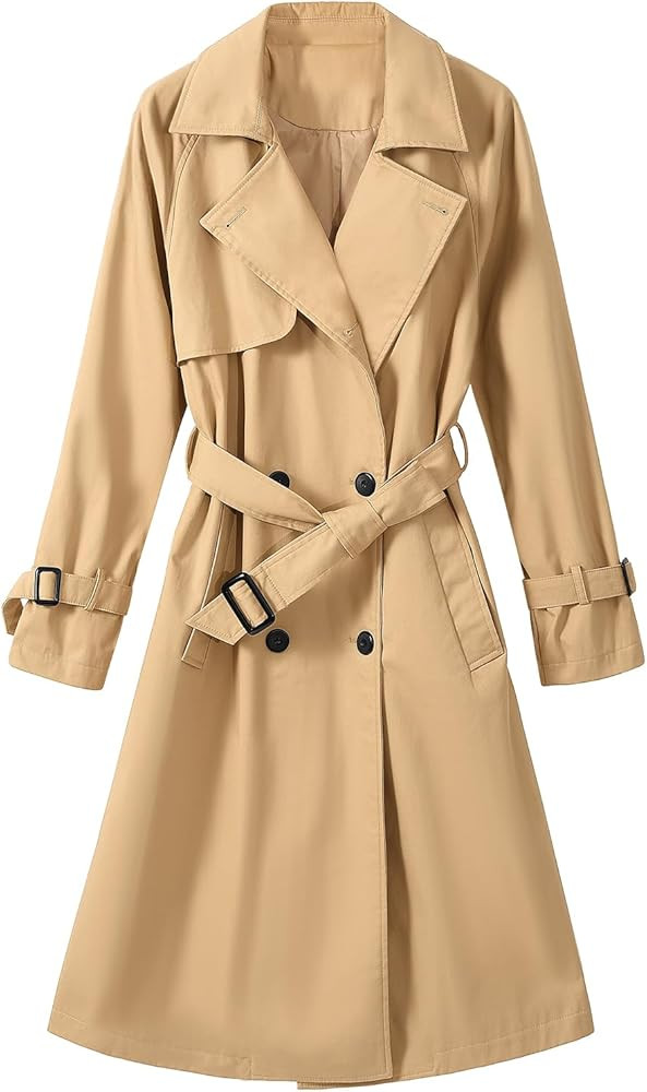 Vancavoo Women's Trench Coat Spring Long Jacket Classic Double Breasted Blazer Coat Autumn Winter... | Amazon (FR)