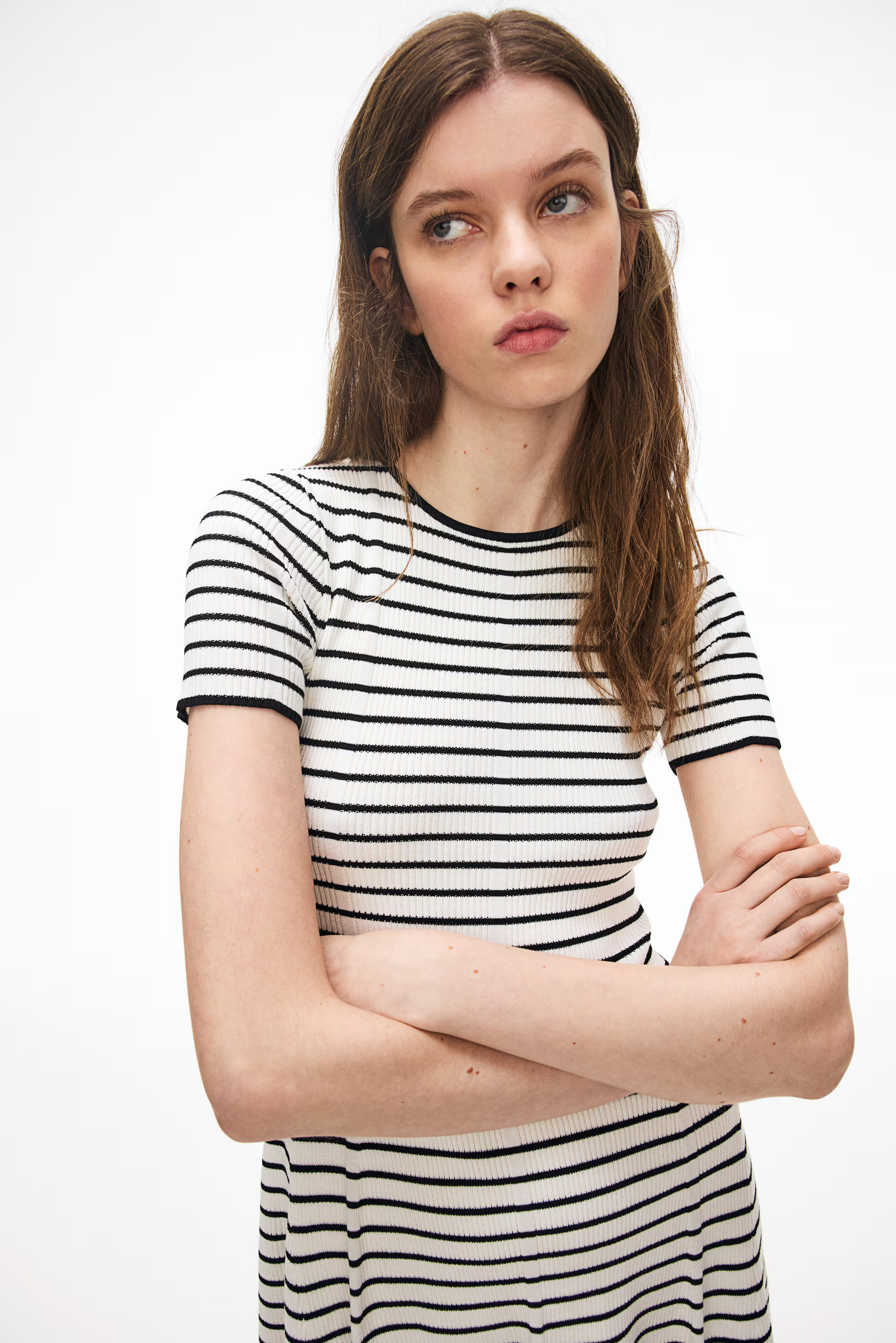 Rib-Knit Dress with Flared Skirt | H&M (US + CA)