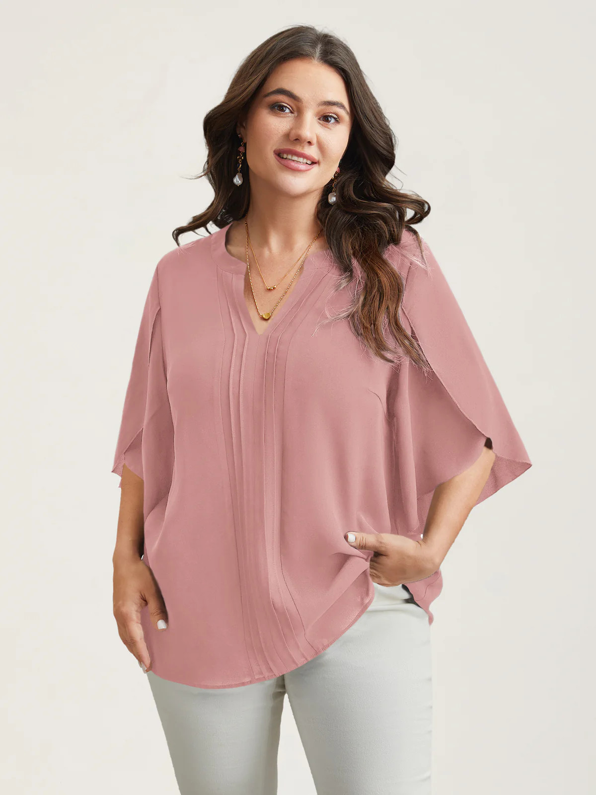 Petal Sleeve Toothpick Pleats Shirt | Bloomchic