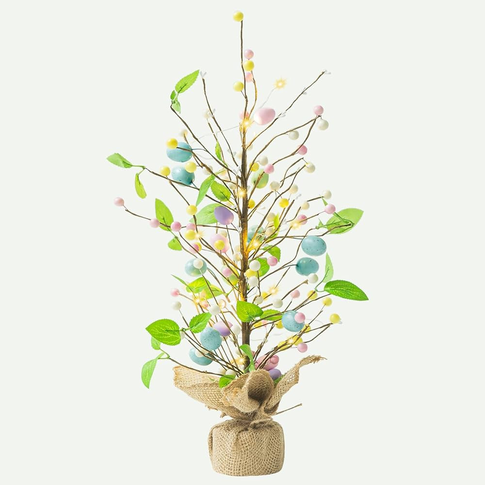 Lighted Easter Egg Tree for Easter Decorations, 22 Inch Easter Birch Tree with Timer, Battery Pow... | Amazon (US)