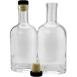 Cornucopia 12-Ounce Liquor Bottles (2-Pack); Clear Glass Bottles w/T-Top Synthetic Corks | Amazon (US)