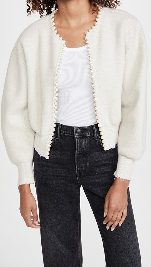 Alexander Wang Cropped Cardigan with Imitation Pearl Placket | SHOPBOP | Shopbop