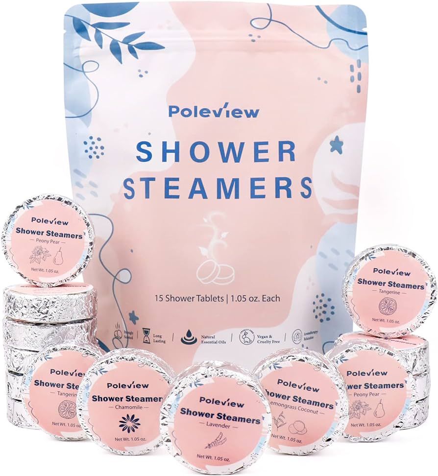Poleview Shower Steamers Aromatherapy, Variety Pack of 15 Shower Bombs with Essential Oil for Hom... | Amazon (US)