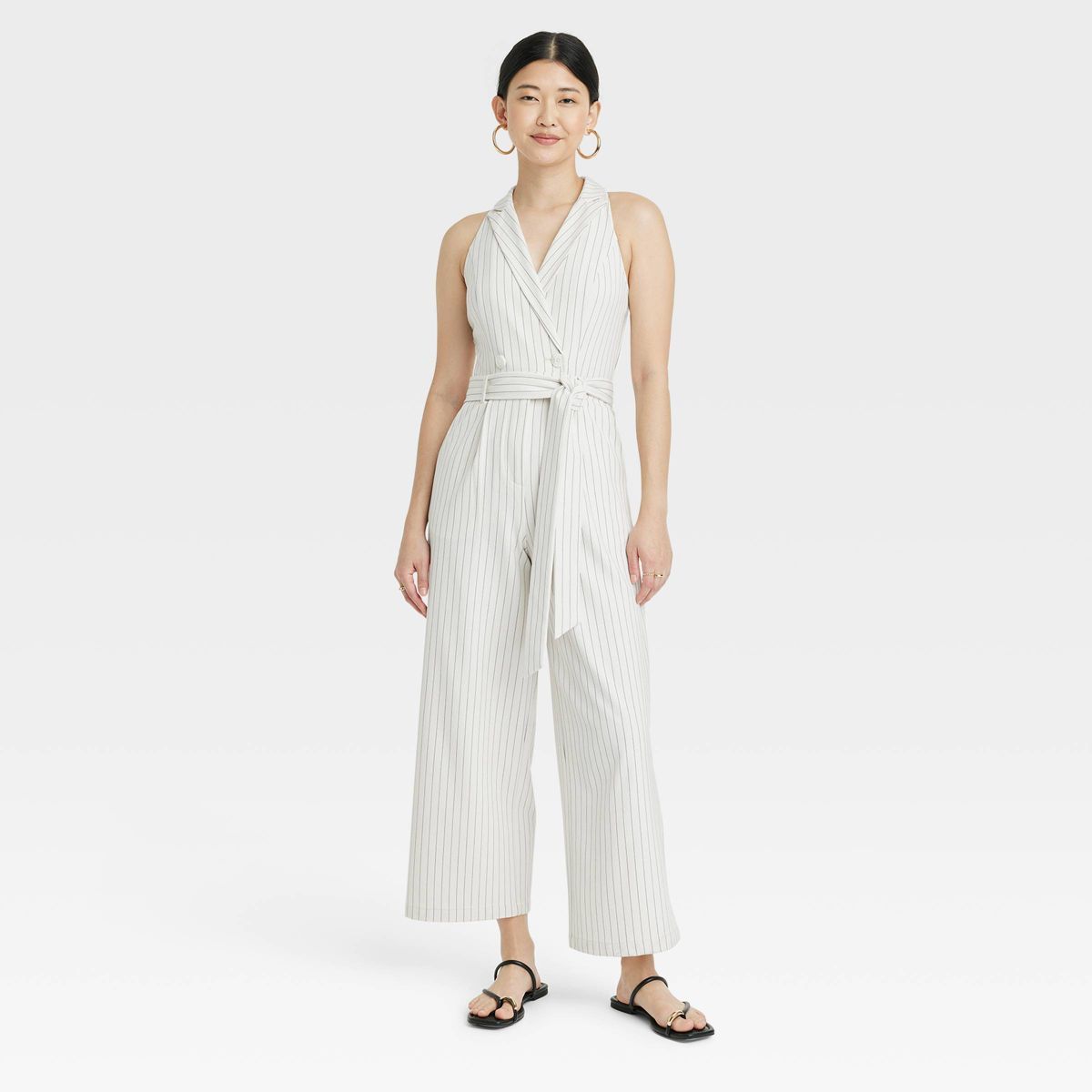 Women's Overt Occasion Jumpsuit - A New Day™ Cream Striped XS | Target