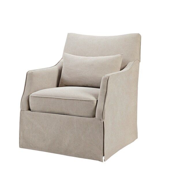 Martha Stewart London Skirted Swivel Chair - Beige | Bed Bath & Beyond