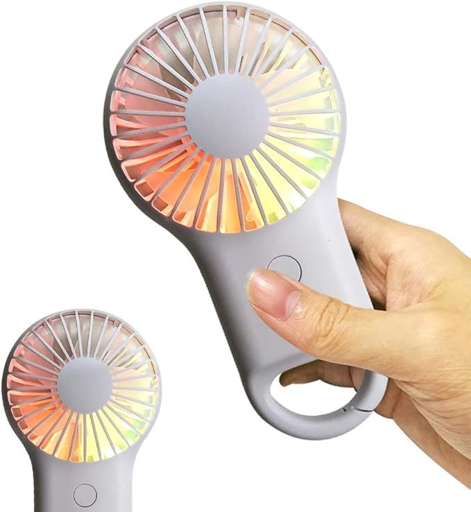 Hido Mini Handle Fan Battery Operate, Rechargeable Carabiner USB Mini Fan with Colorful Light, Po... | Amazon (US)