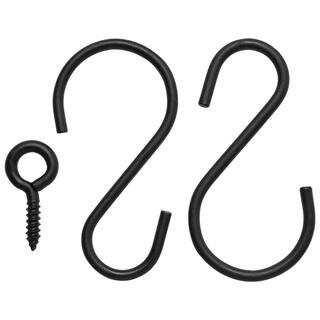 Vigoro 1.77 in. x 0.157 in. x 3.35 in. Black Metal Extender Hooks (2-Pack) 541117 | The Home Depot