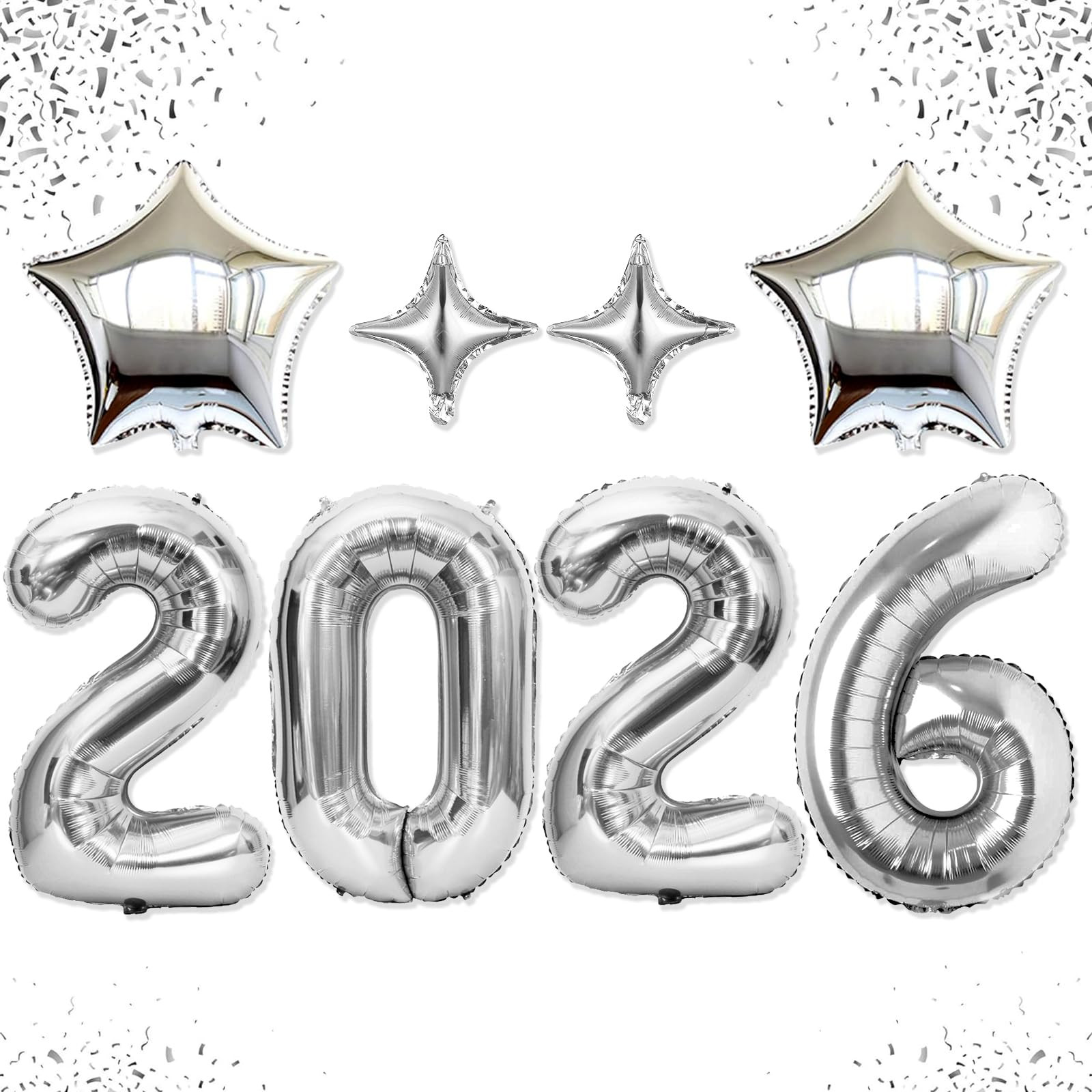 Upgraded, 42in Large 2026 Balloons Numbers, with 4pcs Star Balloon and Accessories (3D Premium Al... | Amazon (US)