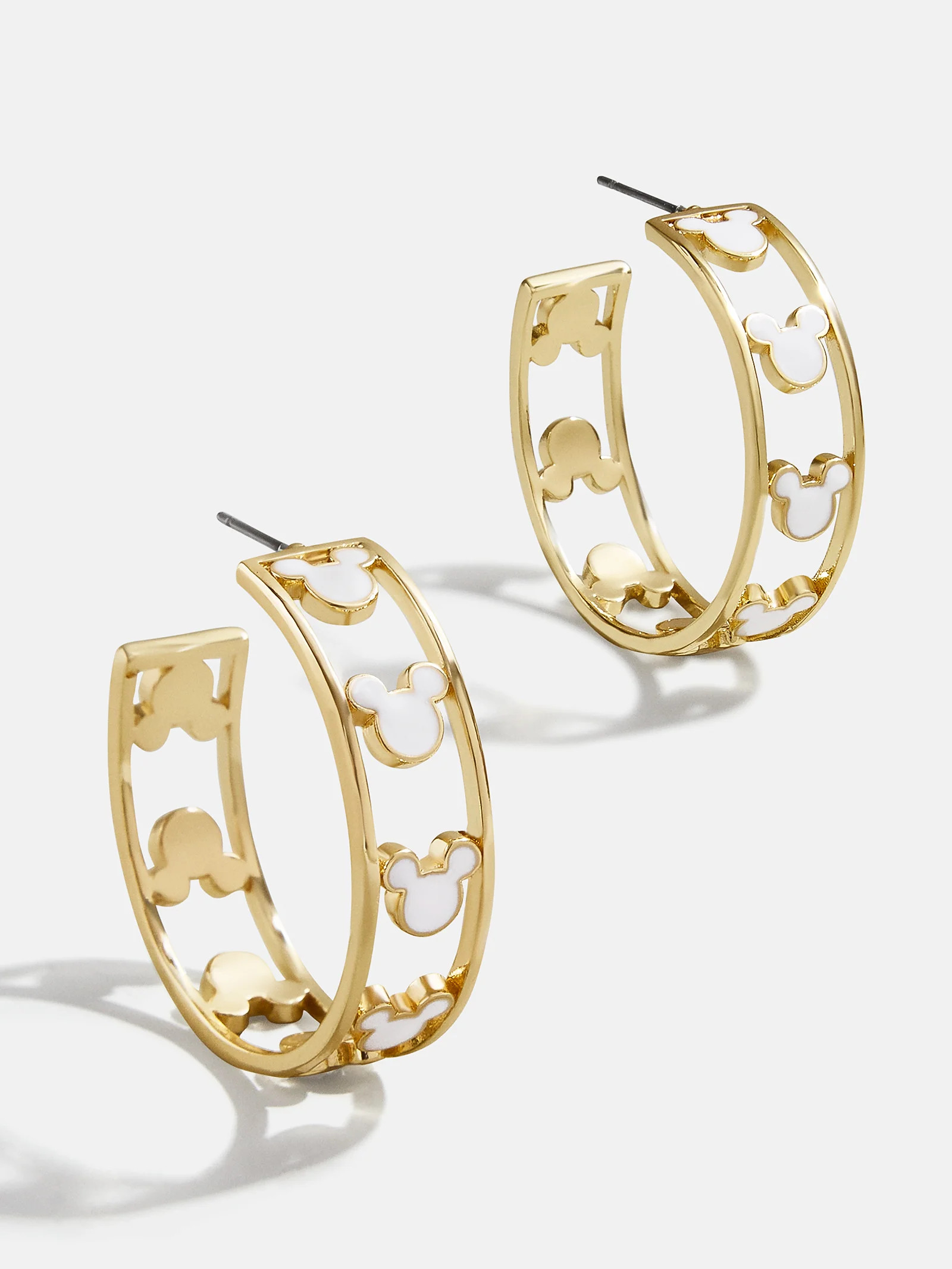Mickey Mouse Disney Hoop Earrings - White/Gold | BaubleBar (US)