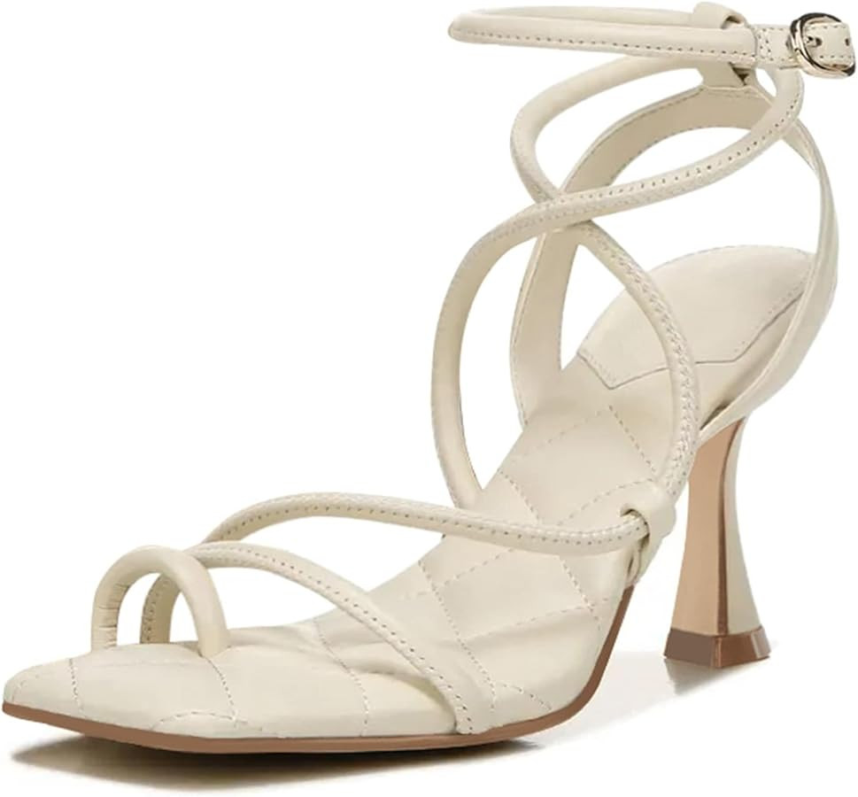 Coutgo Women Strappy Square Toe Heels Sandals Lace Up Kitten Heeled Sandals Quilted Party Dress S... | Amazon (CA)