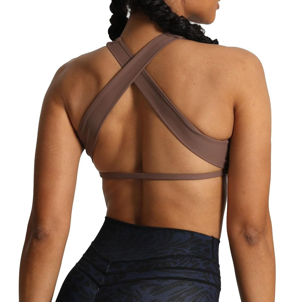 Aoxjox Women's Workout Sports Bras Square Neck Emma Cross Back Fitness Training Gym Bra Yoga Crop... | Amazon (US)