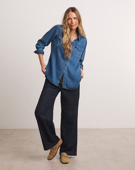 Anthology Blue Denim Shirt with Tencel TM Lyocell | JD Williams (UK)