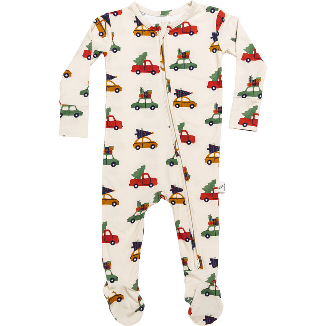 Cars Footie Pajama, Cream | Maisonette