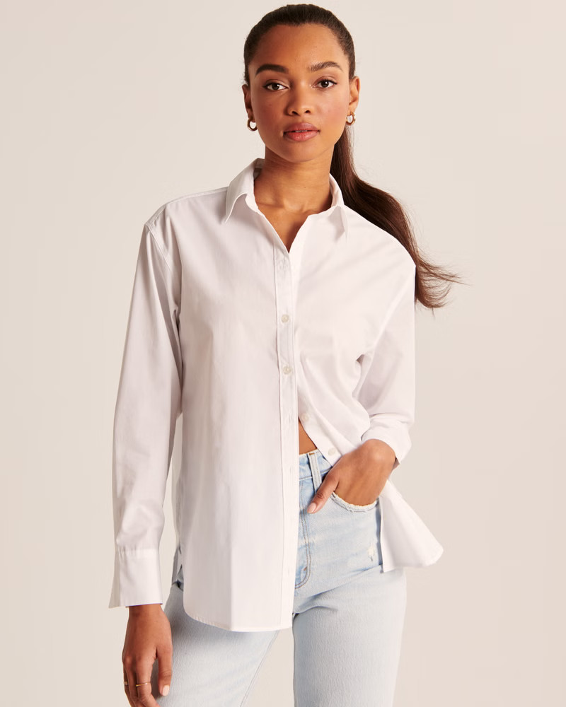 Oversized Poplin Button-Up Shirt | Abercrombie & Fitch (US)