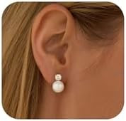 WFYOU Pearl Earrings for Women 925 Sterling Silver Earring 14K Gold Plated Pearls Stud Earrings f... | Amazon (US)
