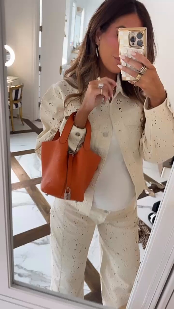 How cute is this matching set! Wearing a size medium in jacket and size 29 in jeans! 
I borrowed this bag from Vivrelle! Use code EMILYGEMMA for your first month of membership free! 

Spring Outfits, Spring Fashion, Spring Outfits 2026, Matching Set, Macy’s, Date Night Outfits, Vacation Outfits, Emily Ann Gemma

#LTKmomlife #LTKSeasonal #LTKootd