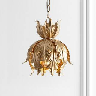 Anne 12 in. 1-Light Gold Adjustable Metal LED Pendant | The Home Depot