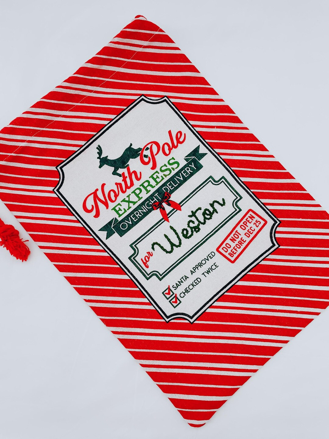 Stick and Stitch Personalized Christmas Sack Stocking Sticker Template DIY Embroidery Kit Persona... | Etsy (US)