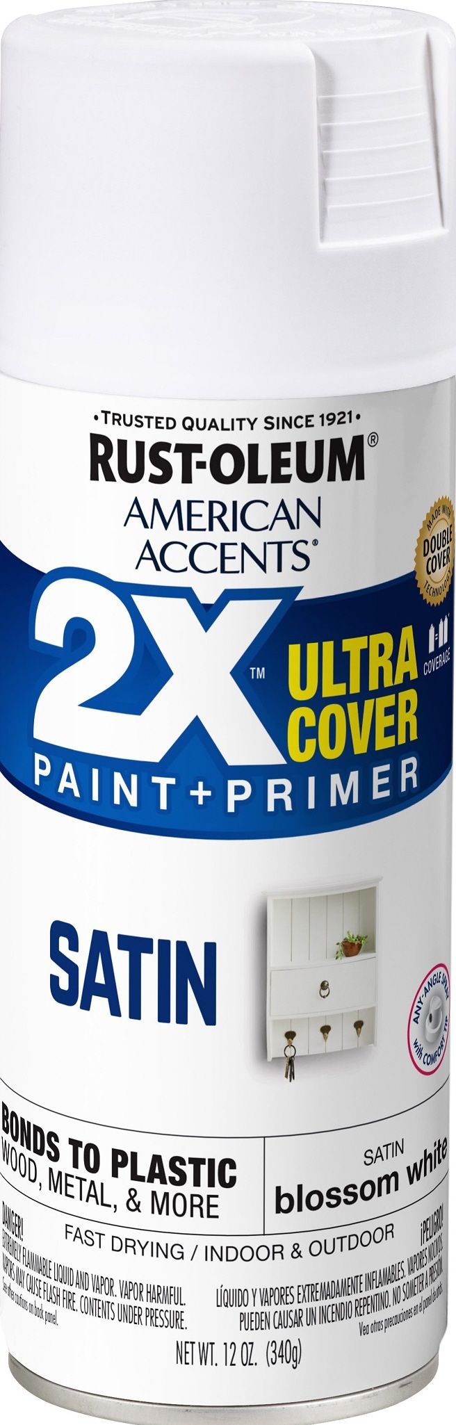 Blossom White, Rust-Oleum American Accents 2X Ultra Cover Satin Spray Paint, 12 oz | Walmart (US)