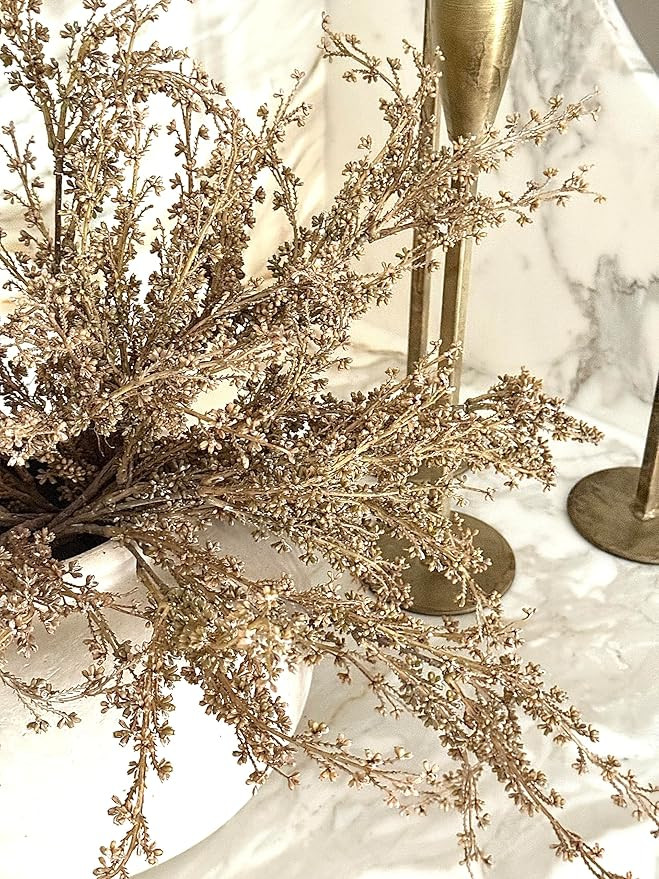 25 Inch Dried Sorghum Bundle, Artificial Fall Floral Pick with Textured Foliage, Faux Harvest Ste... | Amazon (US)