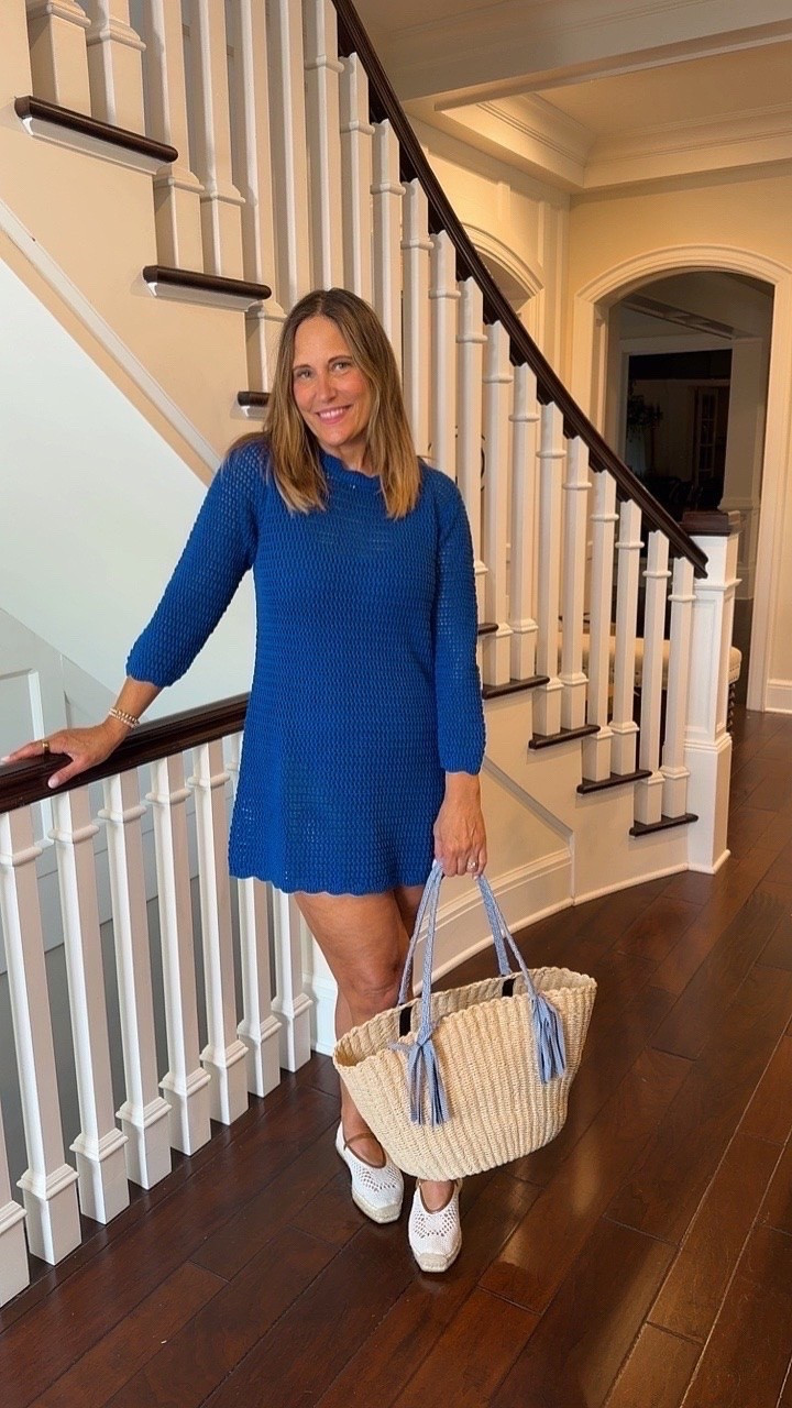 This cobalt blue beach cover-up is a total head turner. It matches my one-piece swimsuit so well, you probably wouldn’t even know I have it on underneath. I grabbed my tote for all the beach essentials, and I’m ready for a day of fun in the sun.

#LTKOver40 #LTKMidsize #LTKSwim