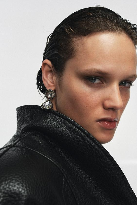 METALLIC JEWEL EARRINGS | Zara US