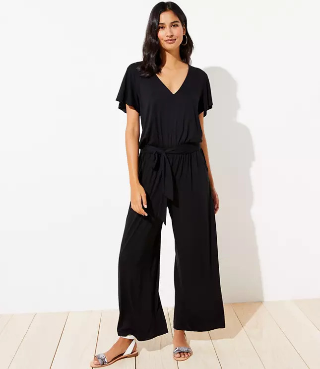 LOFT Beach Ruffle Sleeve Jumpsuit | LOFT