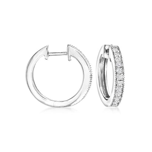 Pure Collection by Ross-Simons 0.25 ct. t.w. Diamond Hoop Earrings With Beaded Edge in Sterling Silver | Amazon (US)