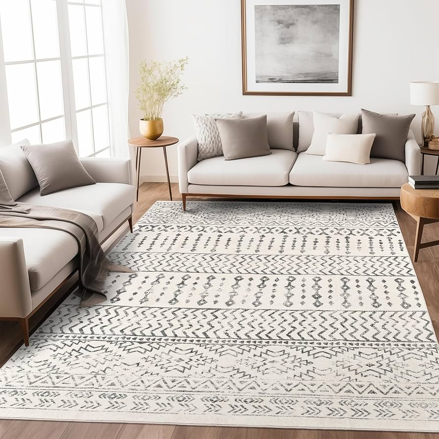 Art&Tuft Area Rug 5x7, Super Soft Ultra-Thin Moroccan Washable Rugs 5x7, Anti-Slip Backing Rugs f... | Amazon (US)