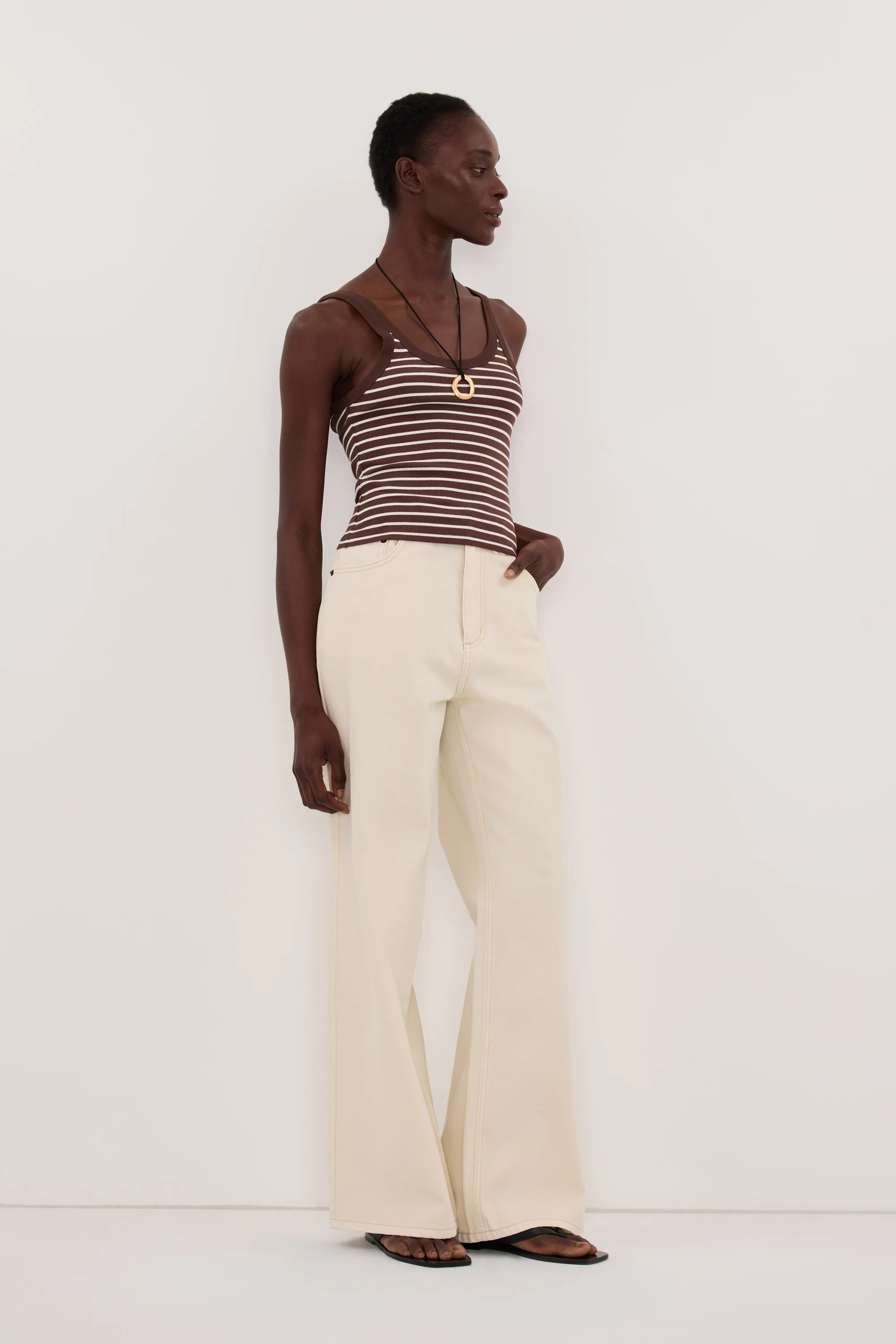 PENNY CHOC/CREAM STRIPE KNIT TANK | DISSH