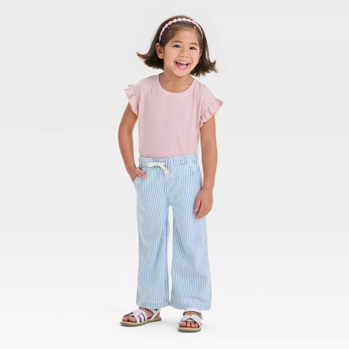 Toddler Girls' Wide Leg Pull-On Pants - Cat & Jack™ Blue | Target