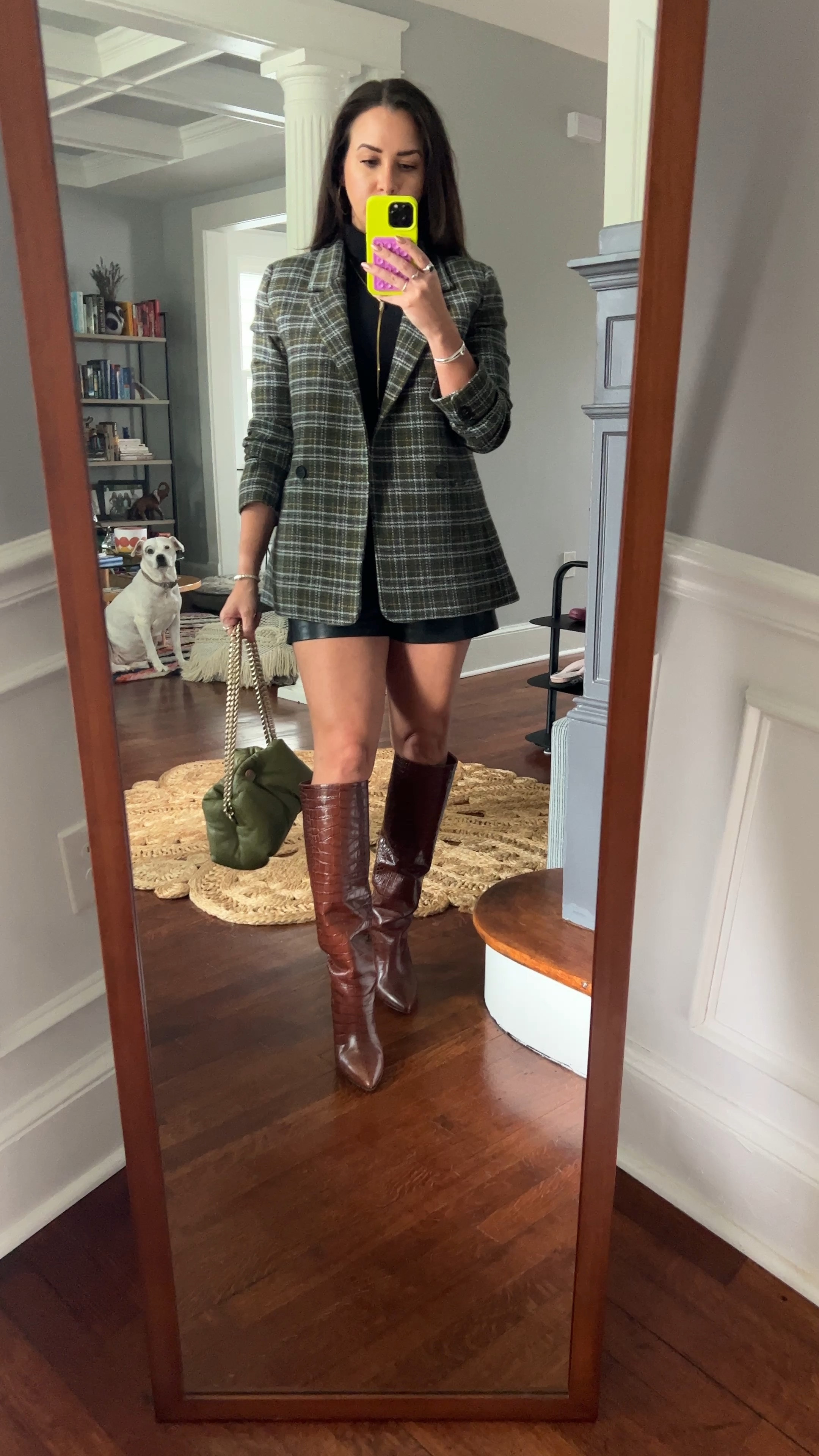 Blazer. Faux leather shorts. Knee high boots. Fall outfit. Date night outfit.

#LTKstyletip #LTKSeasonal #LTKshoecrush