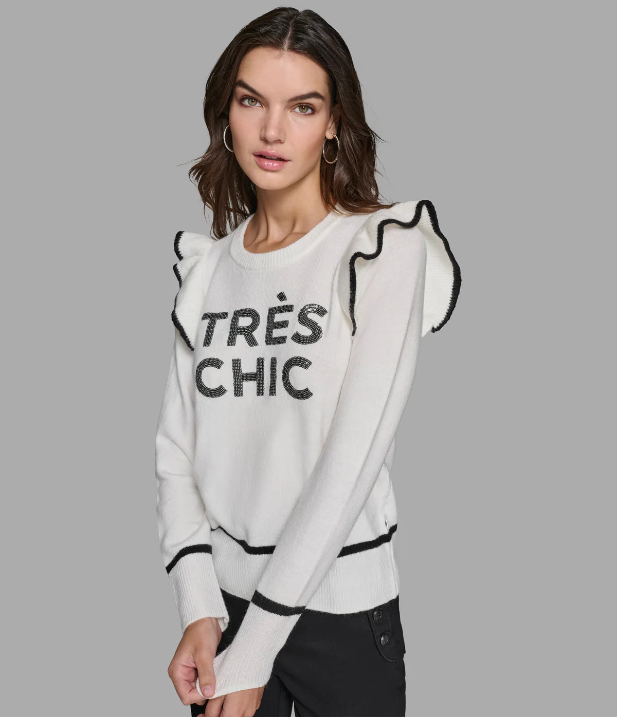 TRES CHIC RUFFLE SLEEVE SWEATER | Karl Lagerfeld Paris