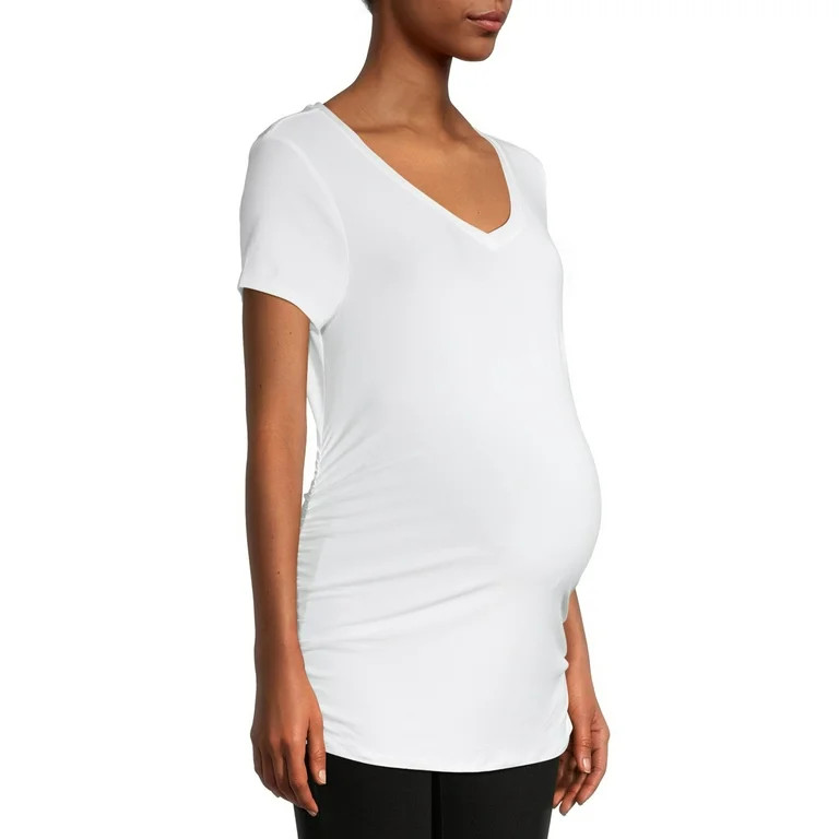 Time and True Women's Maternity Short Sleeve V-Neck T-Shirt | Walmart (US)