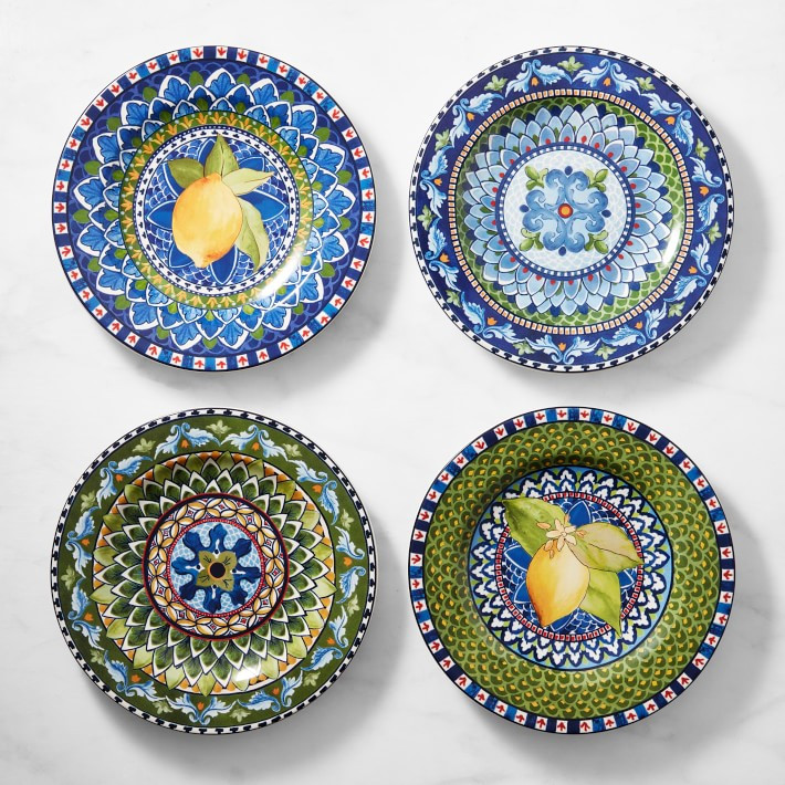 Sicily Ceramic Salad Plates, Set of 4, Mixed Green | Williams-Sonoma