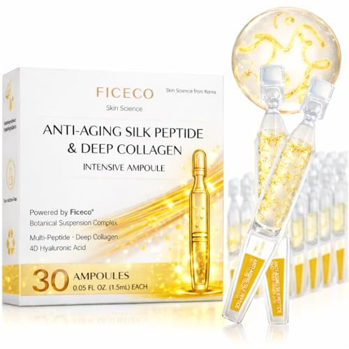 FICECO NAD+ Silk Peptides Serum for Face | Anti-Aging Facial Serum 85% Multi-Peptide Complex, Deep Collagen, Niacinamide and 4D Hyaluronic Acid for Wrinkles, Fine Lines & Radiance 30 Pcs | Amazon (US)