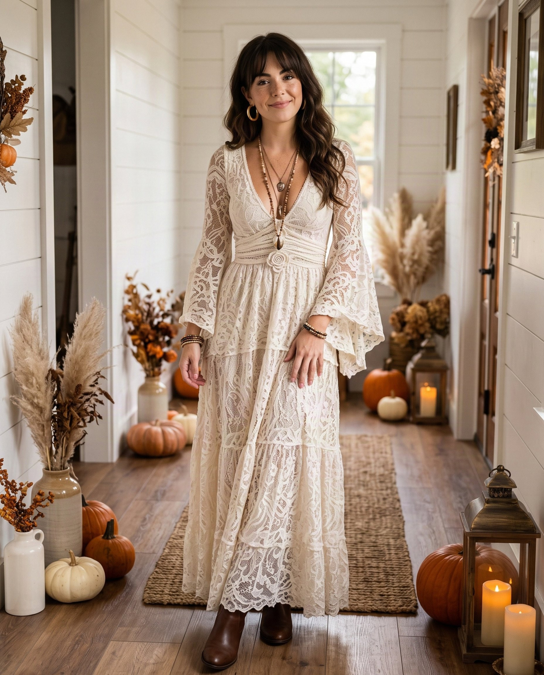 White Jacquard Deep V-Neck Lace Maxi Dress  
BUY HERE: https://bit.ly/3TSLCyC

#bohodress #lacedress #maxidresses #falldress #fallfashiontrends #falloutfitinspo #fallfashioninspo #FallOutfitIdeas #CommissionsEarned  

 #LTKgrwm #LTKootd #LTKSaleAlert
