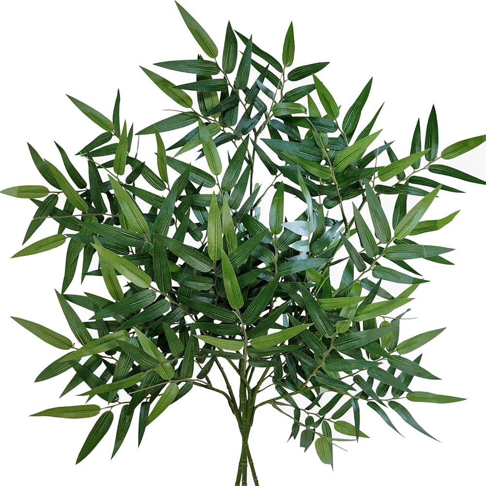 Winlyn 3-Pack Artificial Tropical Bamboo Leaves Stems Realistic Faux Bamboo Plant Branches 22" H ... | Amazon (US)