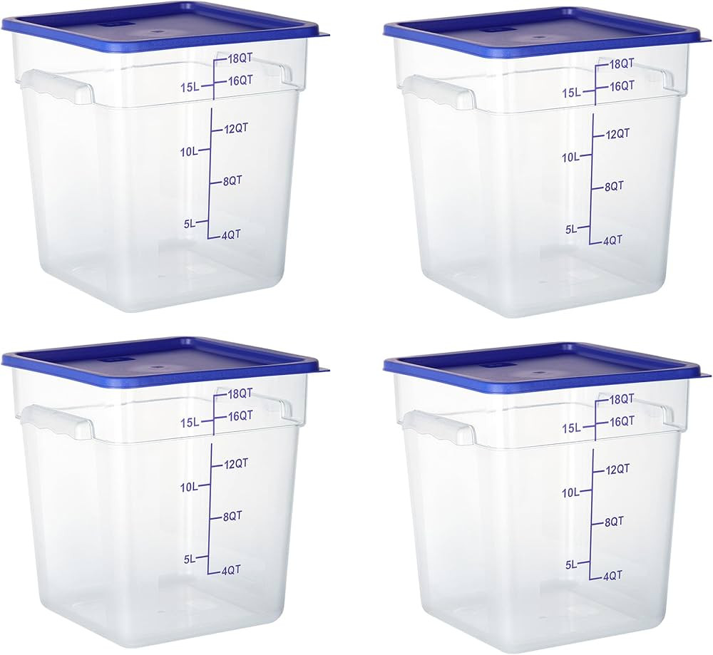 4 Pack Clear Food Storage Containers with Lids and Handles Polycarbonate Square Commercial Food C... | Amazon (US)